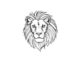 Fototapeta premium A black and white coloring page depicting a lion pattern with bold lines and a clean line art style against a white background, Vector illustration.