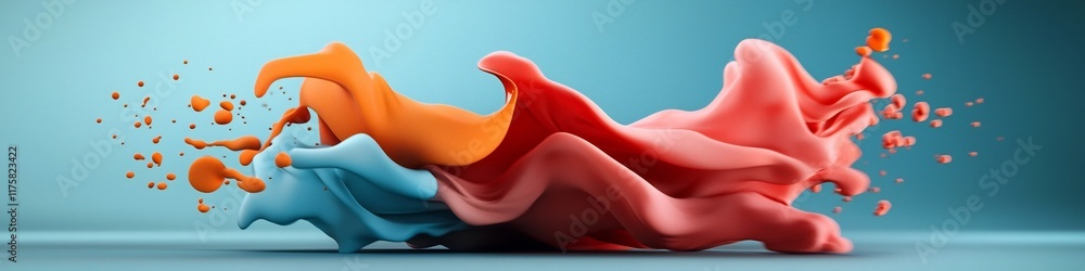 Poster a dynamic and vibrant 3d rendered animation showcasing a wave packet undergoing scattering and sprea