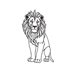 A black and white coloring page depicting a lion pattern with bold lines and a clean line art style against a white background, Vector illustration.
