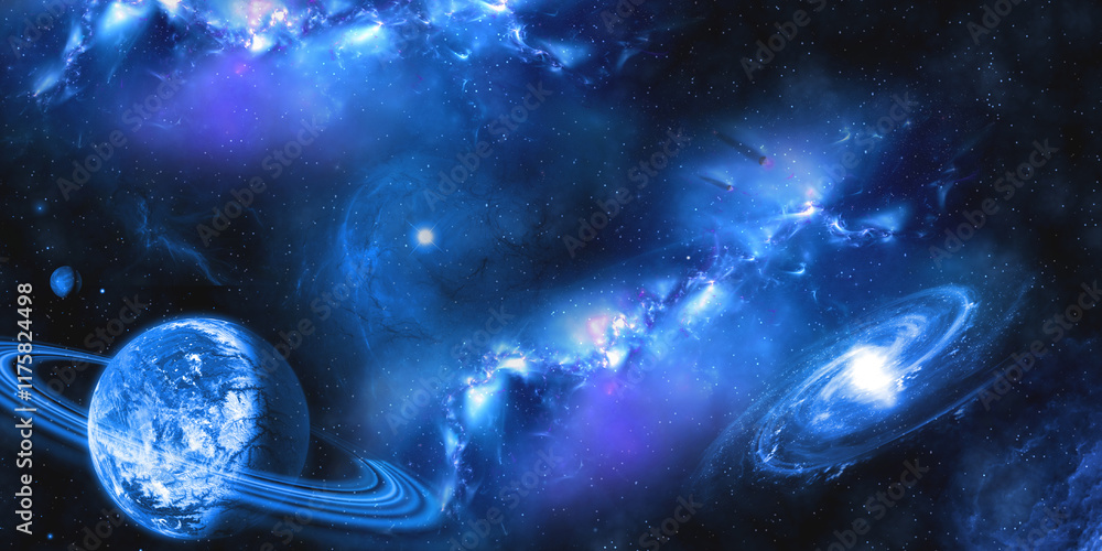 Canvas Prints planets in deep space against a beautiful nebula