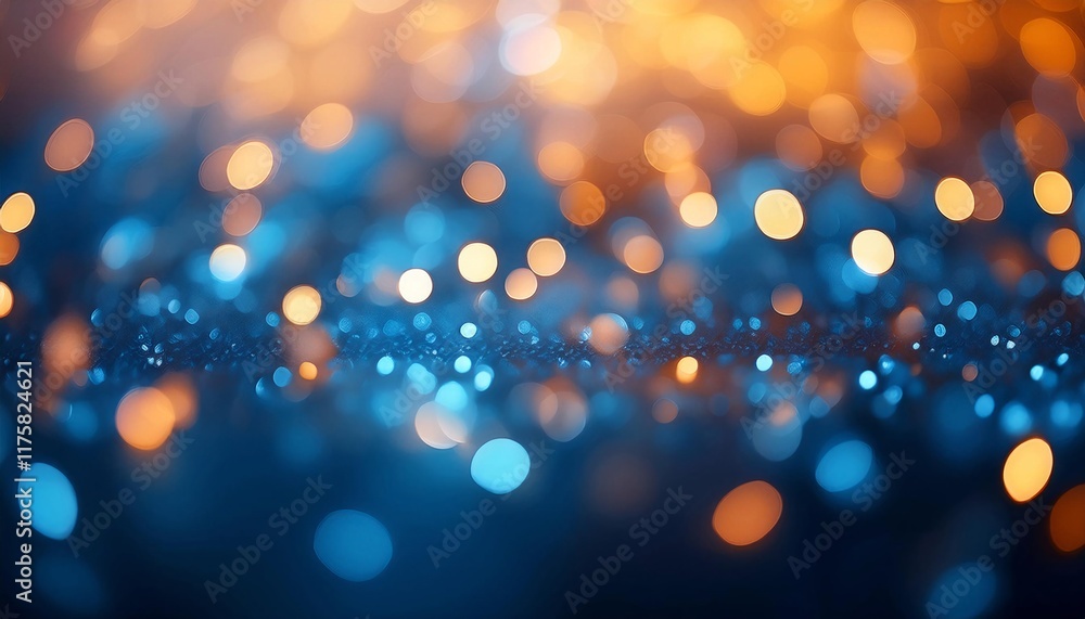 Poster stunning abstract background with vibrant blue and orange bokeh lights creating a magical atmosphere
