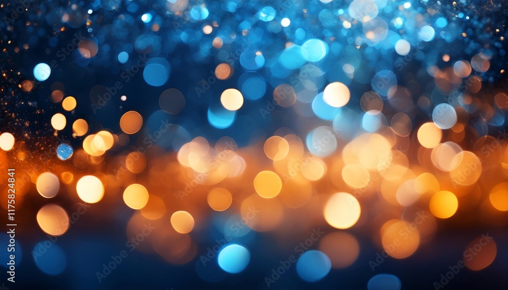 Poster stunning abstract background with vibrant blue and orange bokeh lights creating a magical atmosphere