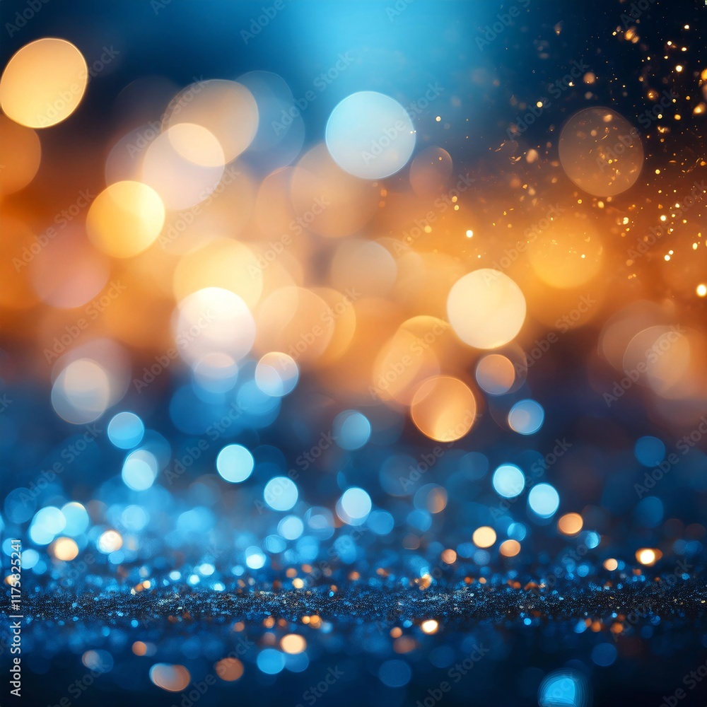 Poster stunning abstract background with vibrant blue and orange bokeh lights creating a magical atmosphere