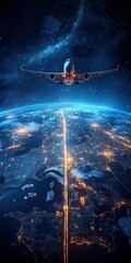 Naklejka premium A stunning world map glowing