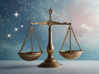 display of the zodiac sign Libra in blue tones on a light background