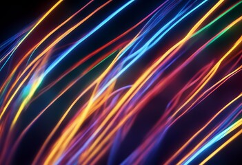 Fototapeta premium optic colorful optic network particles light optic fiber connection fiber flowing cables