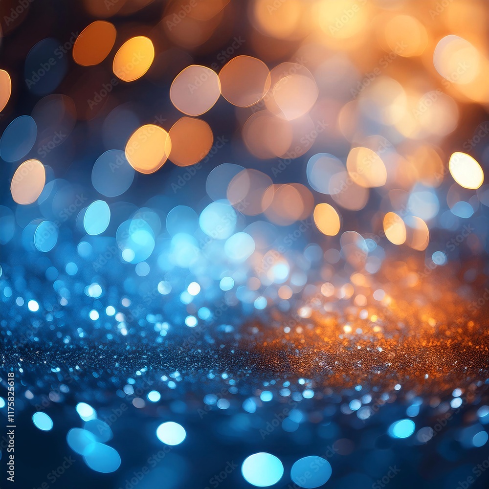 Poster stunning abstract background with vibrant blue and orange bokeh lights creating a magical atmosphere