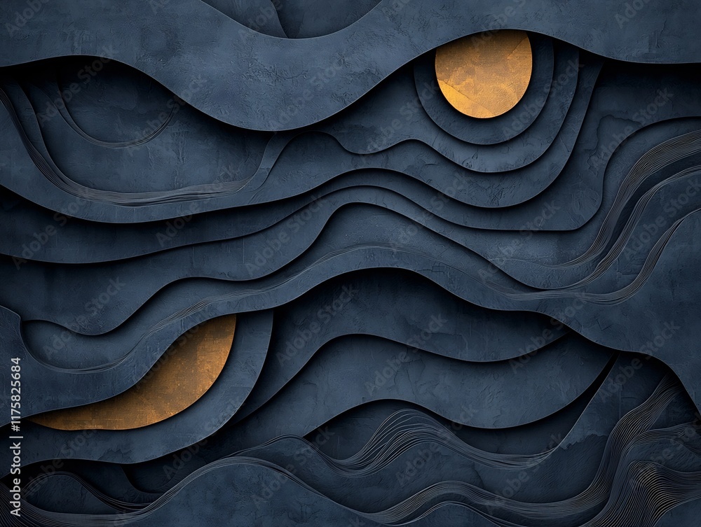 Poster surreal and captivating digital landscape showcasing the flow of topographic contours intricate data