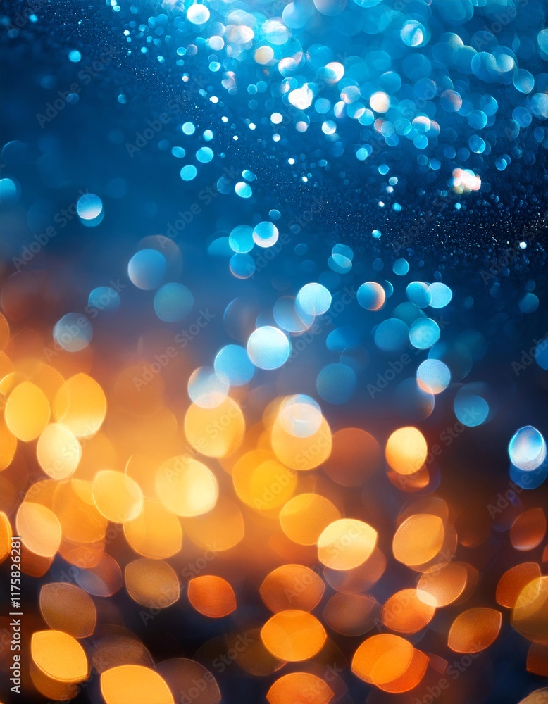 Poster stunning abstract background with vibrant blue and orange bokeh lights creating a magical atmosphere