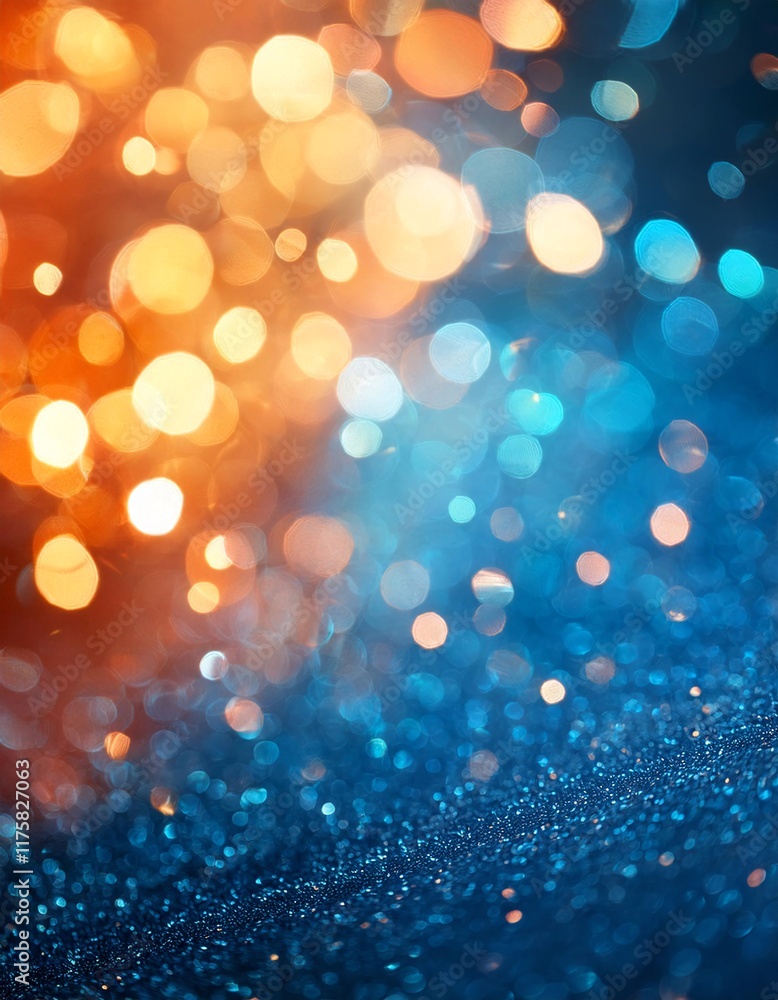 Poster stunning abstract background with vibrant blue and orange bokeh lights creating a magical atmosphere