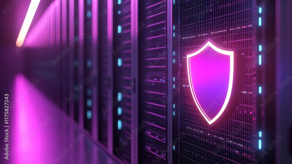 Poster cybersecurity shield: protecting data in the digital age