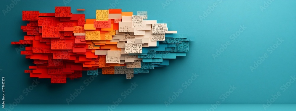 Poster captivating digital depicting an abstract layered representation of the frequency of occurrence of w