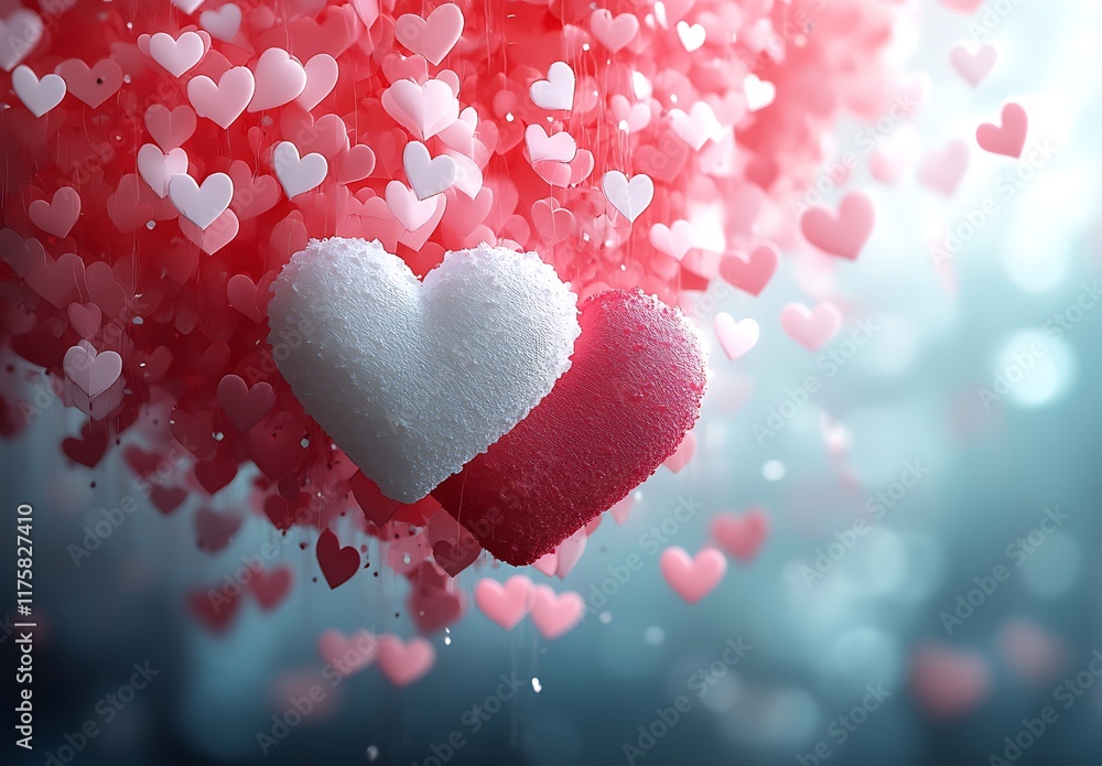 Poster Heart-Shaped Objects with Light Shining Through

