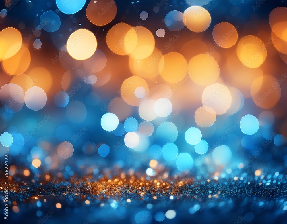 Poster stunning abstract background with vibrant blue and orange bokeh lights creating a magical atmosphere