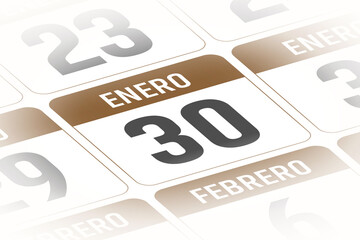 30 de Enero ilustracion del dia calendario Espanol