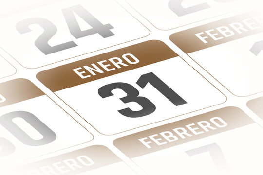 31 de Enero ilustracion del dia calendario Espanol