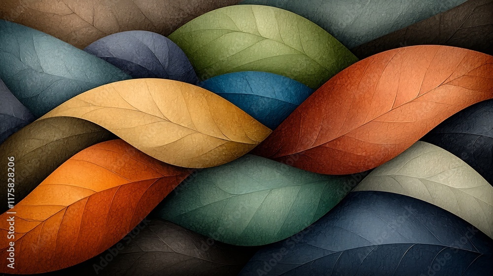 Poster elegant abstract digital wallpaper design featuring intricate interlocking curved shapes in a muted 