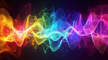 Vibrant Abstract Waveforms in Vivid Colors Reflecting the Energy and Motion of Sound Frequencies in a Seamless Flow of Light and Colorful Patterns