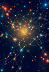 Obraz premium Neural network banner background wallpaper, , ditital illustration, magazine photoshoot, with white tones