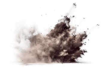 High-Impact Dust Explosion with Flammable Debris Flying Through the Air Isolated on Transparent Background