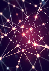 Dot line, polygon network connection, Internet innovation technology concept, comic art, with white tones