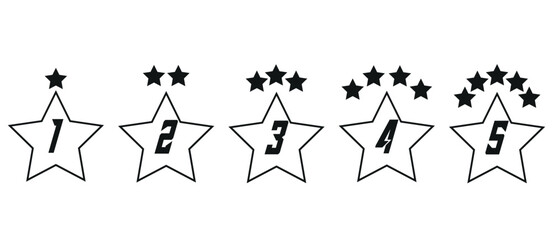  linear star rating signs in flat vector icon 