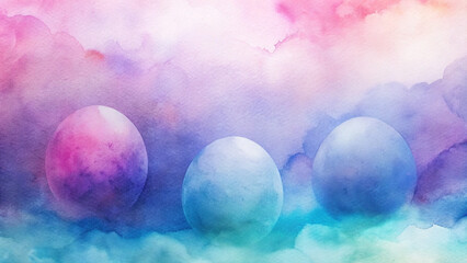 Abstract watercolor with spheres in pastel hues