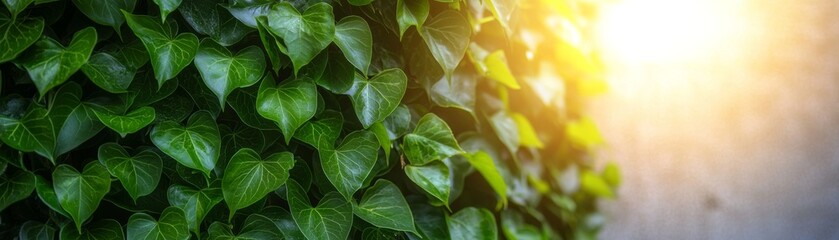 Obraz premium Sunlight on Lush Green Ivy Leaves Close-up Photography, Nature, Botany Nature photography, Green leaves