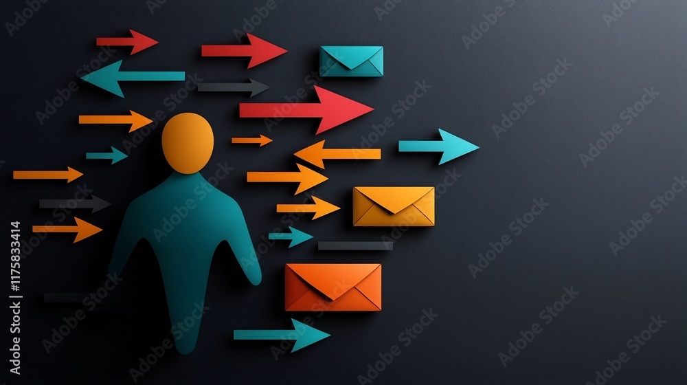 Poster of a global communication and social network concept featuring a freehand human figure representing 