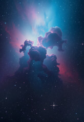 Obraz premium The ethereal beauty of a cosmic nebula featuring a mesmerizing mix of stars and celestial colors painting an otherworldly skyscape, cinematic, with white tones