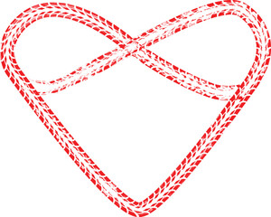 Tire tracks in infinity form. One line endless love  .Car thread silhouette. Vector illustration.