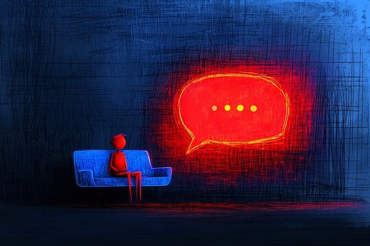 Futuristic worldwide community concept with hand sketched character wayfinding graphics and expressive chat bubble icon set in a dramatic high key avant garde influence dystopian urban environment