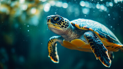 Fototapeta premium sea turtle swimming in water
