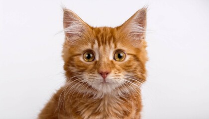 Obraz premium cute ginger cat on white background looking at the camera