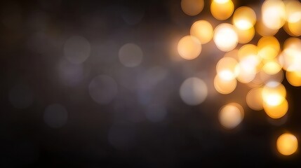 Fototapeta premium Abstract Golden Bokeh Lights Dark Background Composition, Photography, Festive Concept Bokeh, Background