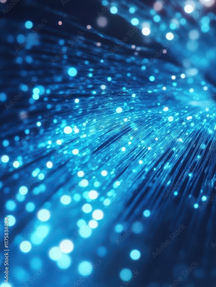 Poster a close-up view of blurred blue lights creating a bokeh effect. perfect for background use in videos