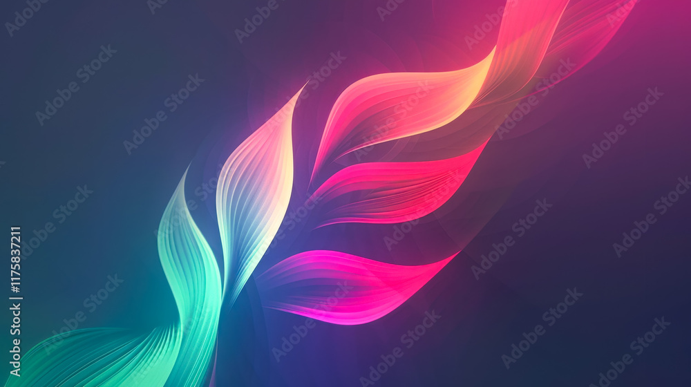 Poster Colorful abstract design with flowing shapes and gradients showcasing vibrant hues in a smooth blend