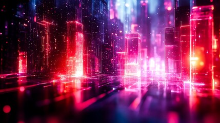 Obraz premium Abstract Holographic Disruption with Vibrant Digital Distortions