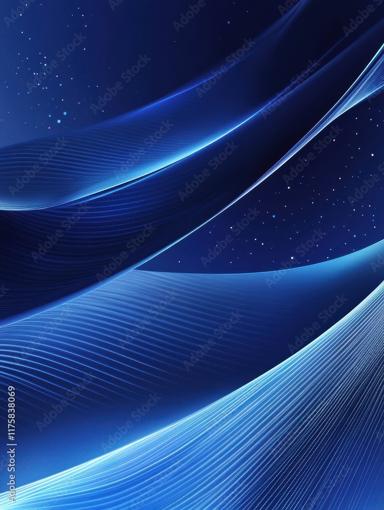 Poster an abstract blue background with blurred stripes and light stripes on the horizon. the lines resembl
