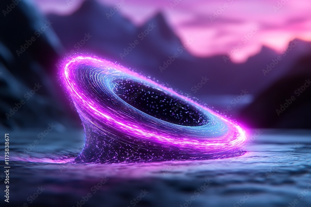 Poster pulsing wave of luminous energy swirling quantum field of light shimmering digital fractals and mesm