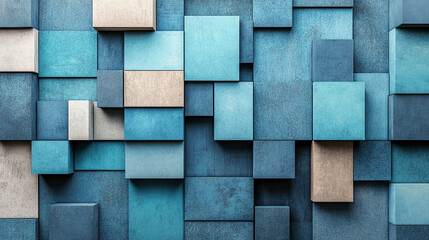 Dynamic arrangement of blue cubes in varying sizes forming a sleek modern tech-inspired background with a clean geometric 3D effect conveying innovation structure and futuristic design concepts

