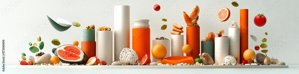 Poster a visual showcasing the frequency distribution of diverse food consumption patterns within a populat