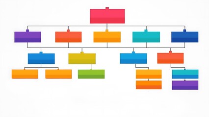 Colorful floating organizational chart with rectangles for business and project management