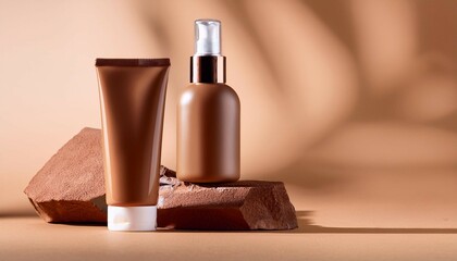 Naklejka premium cosmetic moisturizer micellar water in mocha mousse color