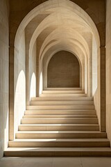 Abstract Corridor with Arches and Sunlight