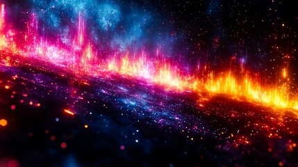 Fototapeta premium Futuristic Neon Grid Malfunction with Digital Glitch Effects