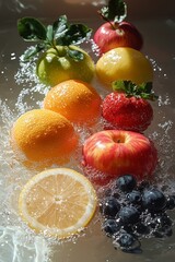 Still Life with Fresh Fruits in Water