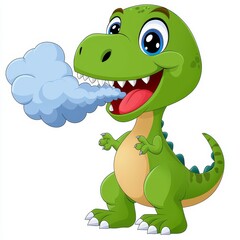 Fototapeta premium A generative AI-produced illustration of a cartoon Tyrannosaurus rex dinosaur set against a white background.