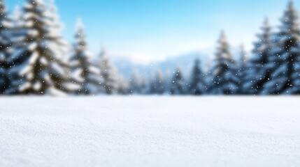 Snowy Winter Landscape Blurred Coniferous Forest Background, Winter Wonderland Scene, Snow Texture Winter, Snowscape