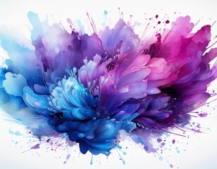 purple blue light watercolor splash isolated